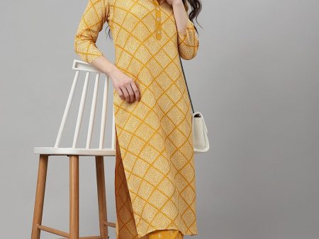 Khushal K Bandhani Printed Shirt Collar Kurta with Palazzos Online Hot Sale