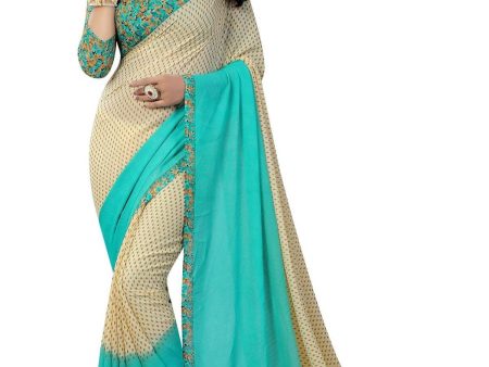 Vamika Rama Green Georgette Printed Contemporary Saree (PADING RAMA) Online now