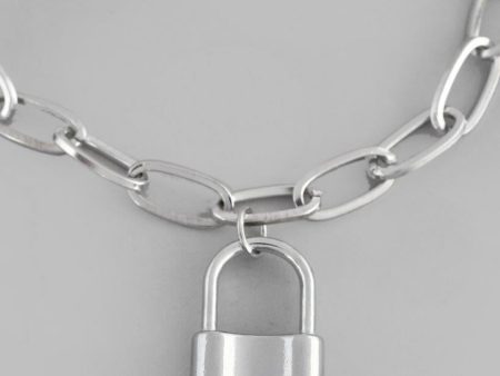 VOJ Mens Silver Plated Lock Bracelet Online now