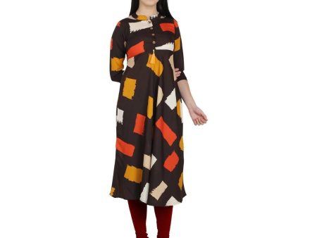 Kanoor Women s Multicolour A line Round neck kurti Fashion