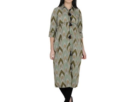 Kanoor Women s Multicolour A line Collar neck kurti For Sale