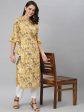 Khushal K Women Yellow Floral Printed Flared Sleeves Kurta Sale