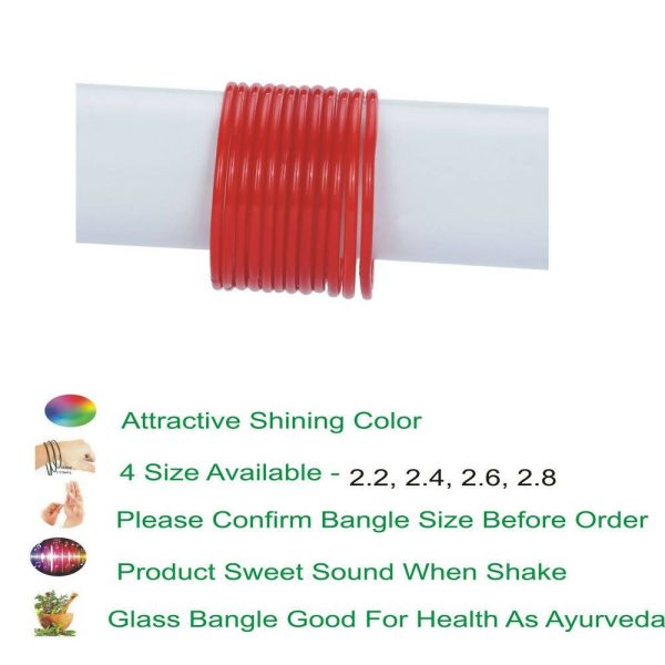 Afast Shining Red Glass Party, Wedding, Daily Use Bangle Set, Pack Of 12 Sale