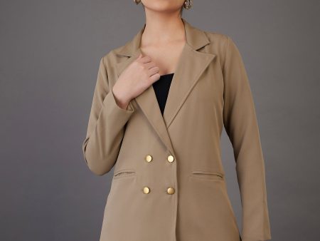 Lyush Women Beige Double-Breasted Blazer Discount