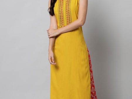 Kalini Women Yellow Bandhani Embroidered Kurta with Palazzos Online Hot Sale