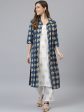 Khushal K Women Blue Ethnic Motifs Printed Kurta & Palazzos with Jacket Fashion