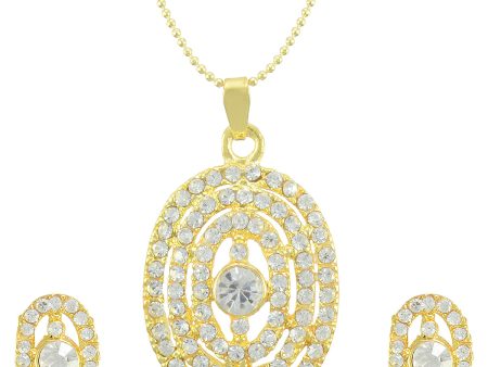 Gold-Plated Alloy Rhinestones Studded Pendant Set - The Pari Online