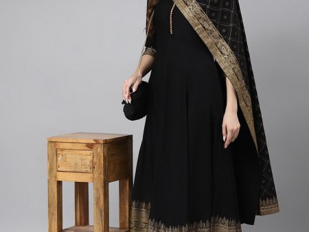 Khushal K Women Black Ethnic Motifs Printed Kurta with Palazzos & With Dupatta Online now