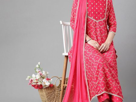 Khushal K Bandhani Printed Gotta Patti Kurta with Palazzos & Dupatta Online Sale