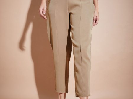 Lyush Women Beige Front Darted Balloon Fit Pants Discount