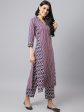 Khushal K Striped Shawl Collar Straight Kurta with Palazzos Fashion