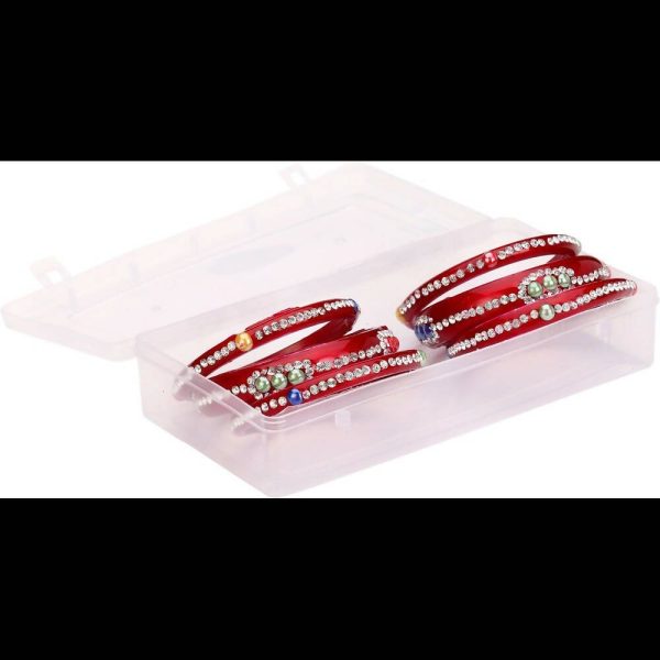 Afast Bridal Wedding & Party Fashionable Colorful Glass Bangle Kada Set, Pack Of 12 - Red, Blue For Discount