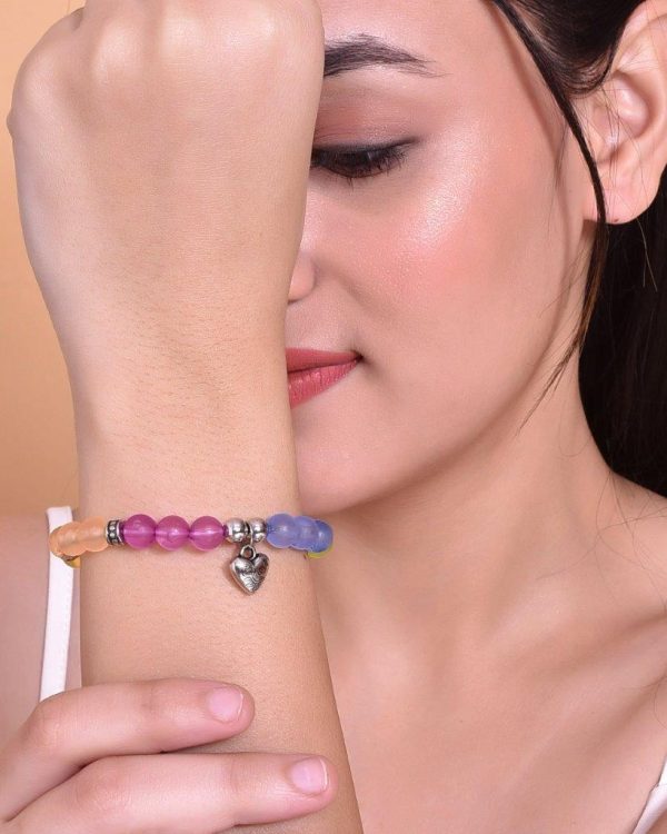 VOJ Multi Colour Beaded Elasticated Bracelet on Sale