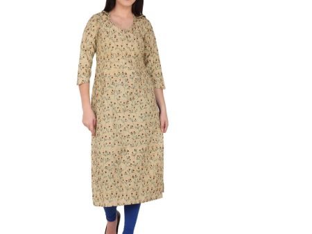 Kanoor Women s goldcotton straight kurti on Sale