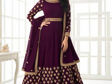 Myra Purple Georgette Embroidered Anarkali Suit Fashion