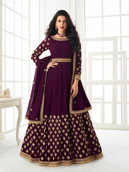 Myra Purple Georgette Embroidered Anarkali Suit Fashion