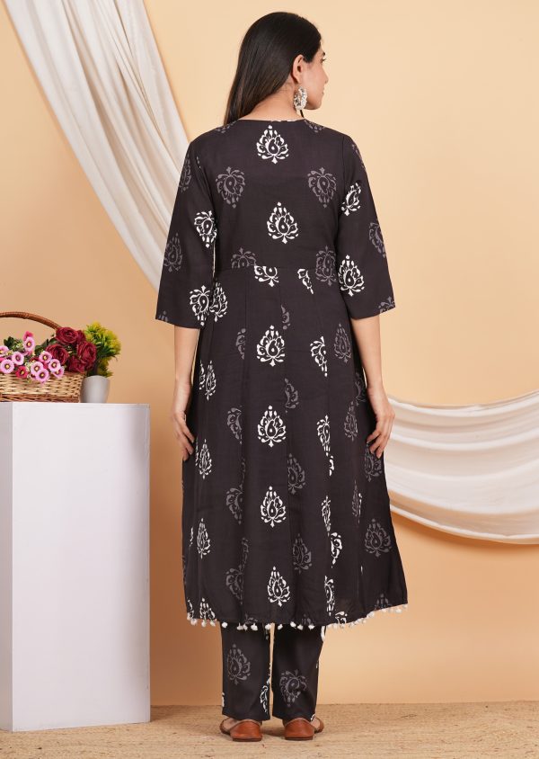 House of RP Wine Rayon Floral Print Kurta, Palazzo & Dupatta Set Fashion