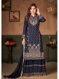 Myra Navy Blue Faux Georgette Embroidered Sharara Suit Sale