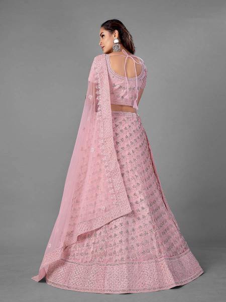 Myra Pink Heavy Embroidered Soft Net Bridal Beautiful Lehenga Online