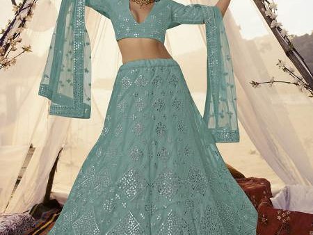 Myra Sea Green Embroidered Organza bridal Lehenga Hot on Sale