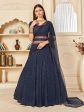 Myra Navy Blue Georgette Embroidered Lehenga Online Sale