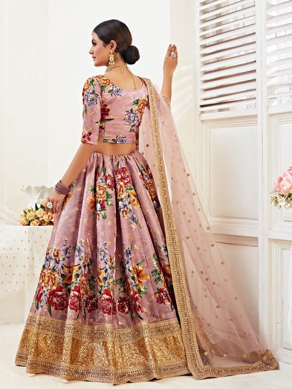 Myra Rosy Brown Floral Print Embroidered Designer Lehenga Fashion