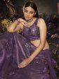 Myra Purple Velvet Embroidered Designer Lehenga For Sale