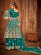 Myra Rama Green Heavy Embroidered Gharara Suit Cheap