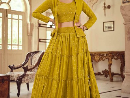 Myra Mustard Yellow georgette Designer Suit For Cheap