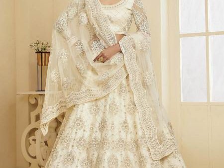 Myra Off White Heavy Embroidered Net Bridal Lehenga Online Hot Sale