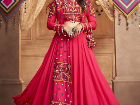 Myra Rani and Pink Koti Style Viscose Rayon Embroidered Designer Navratri Special Lehenga Online Sale