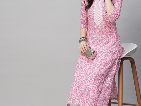 Kalini Ethnic Motif Printed Notched Neck Kurta With Trousers Online Sale