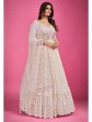 Myra White Pure Georgette Embroidered Gown For Discount