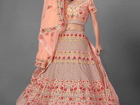 Myra Peach Heavy Embroidered Art Silk Bridal Lehenga Fashion