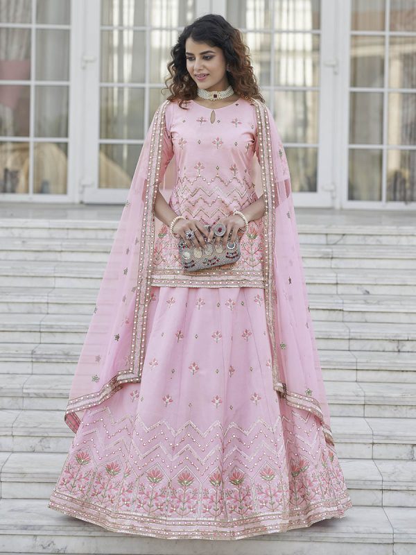 Myra Baby Pink Embroidered Designer Lehenga Discount