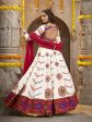 Myra Pearl White Viscose Rayon and Cotton Embroidered with Print Designer Lehenga Hot on Sale