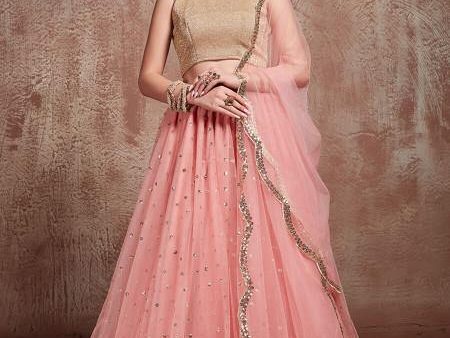 Myra Baby Pink Soft Net Heavy Embroidered Lehenga Supply