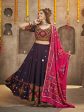 Myra Purple Viscose Rayon and Cotton Embroidered with Print Designer Lehenga Cheap