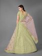 Myra Pista Heavy Embroidered Art Silk bridal Lehenga Sale