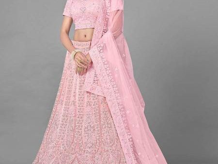 Myra Traditional Pink Heavy Embroidered Soft Net Bridal Lehenga Online Hot Sale