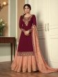 Myra Wine and Peach Georgette Embroidered Gharara Suit Online