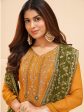 Myra Mustard Yellow Georgette Embroidered Palazzo Suit Discount