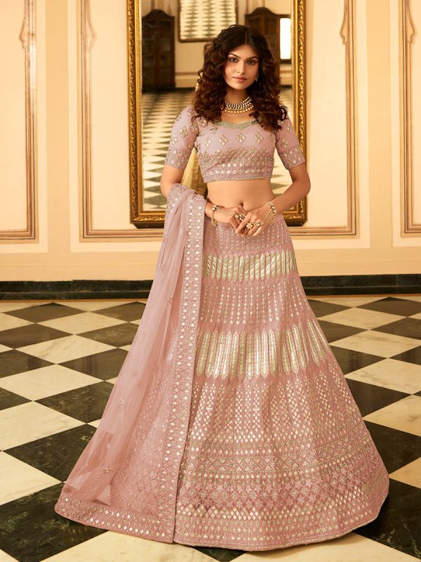 Myra Mauve Organza Embroidered Lehenga Choli Hot on Sale