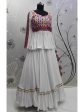 Myra White Viscose Rayon Embroidered Designer Navratri Special Lehenga For Cheap