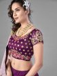 Myra Purple Heavy Embroidered Satin Velvet Bridal Lehenga Supply