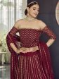 Myra Maroon Georgette Embroidered Designer Lehenga Online now