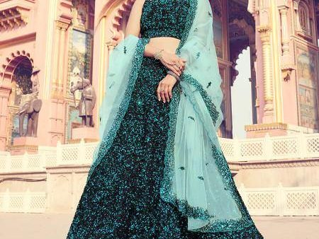 Myra Black Heavy Embroidered Fur Lehenga For Cheap