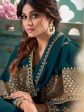 Myra Teal Embroidered Real Georgette Anarkali Suit For Cheap