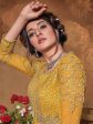 Myra Mustard Yellow Butterfly Net Embroidered Anarkali Suit Online Sale