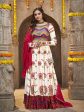 Myra Pearl White Viscose Rayon and Cotton Embroidered with Print Designer Lehenga Hot on Sale